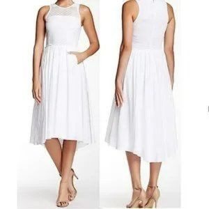 Rebecca Taylor Maisie‎ Midi Eyelet Lace Cotton Sleeveless White Dress Sz 2  EUC